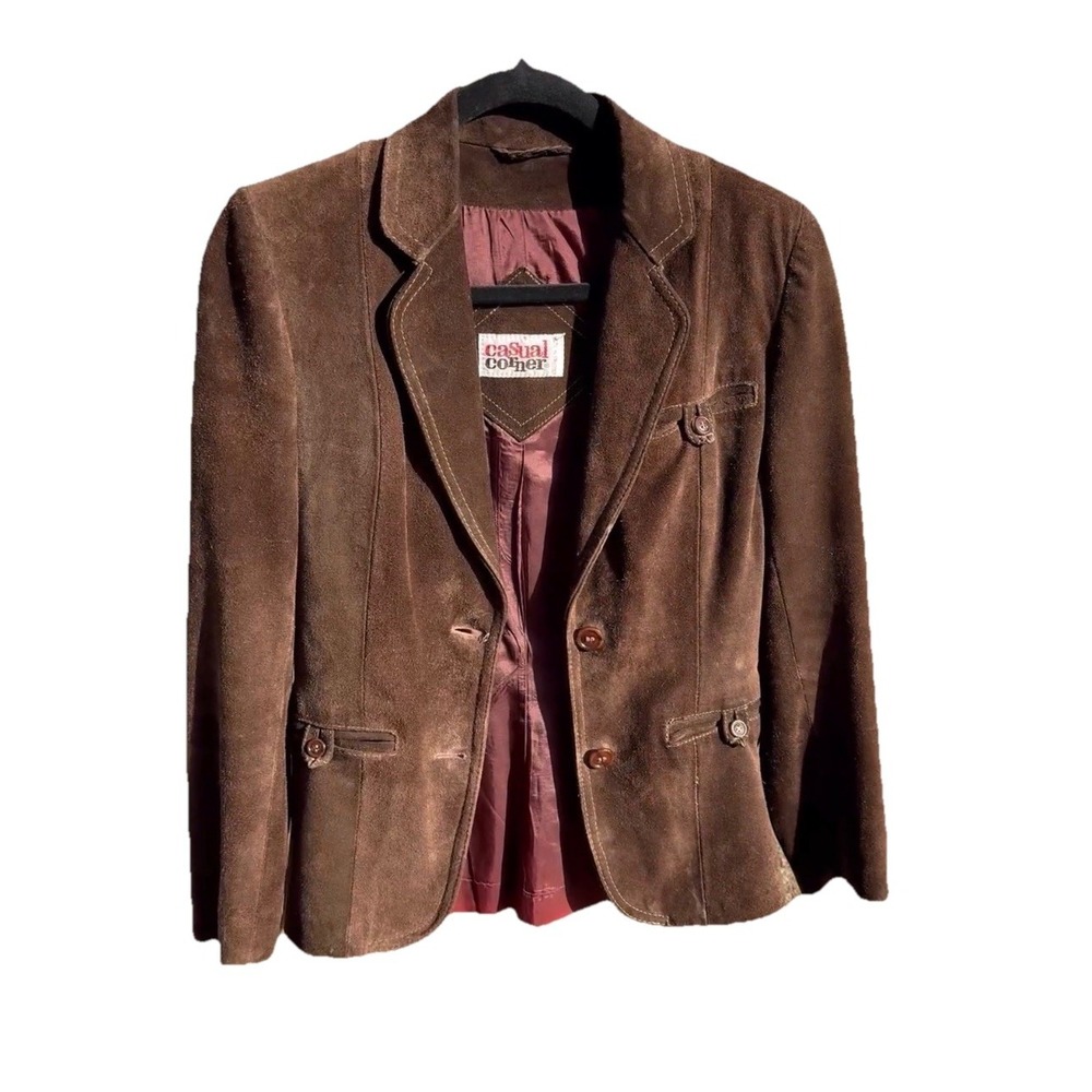 Vintage 70s‎ Casual Corner Chocolate Brown Suede Penny Lane Jacket XXS 00 Size